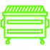 a green outline of a trash can